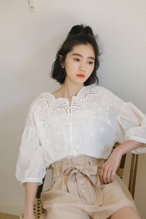 韓系小清新花瓣襯衫