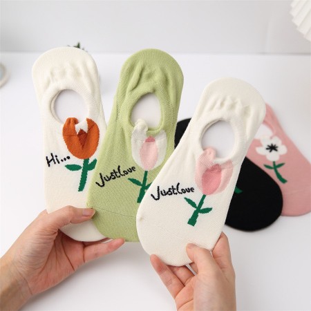 女款立體花隱形襪