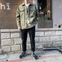 縫線配色雙大口袋襯衫外套-2色