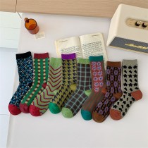 秋冬款文藝英倫風中筒襪(5入)